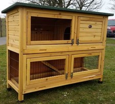 LARGE RABBIT HUTCH GUINEA PIG HUTCHES RUN 2 TIER DOUBLE DECKER CAGE ROGER XL