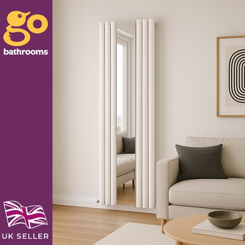 White vertical radiator with - white,