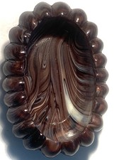 Victorian Sowerby / Davidson Slag Purple Glass Oval Trinket Ring Dish c 1880