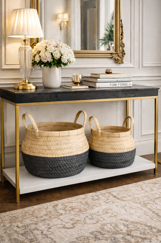 Bamboo storage basket 2pcs set - bamboo,