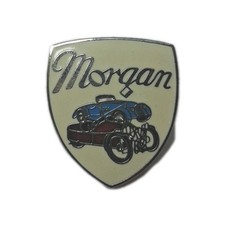 Morgan Pin Badge Automotive Car Red Blue Cream Sheild Vintage