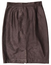 VINTAGE Womens High Waist Leather Skirt IT 44 Medium W26 Black AX05