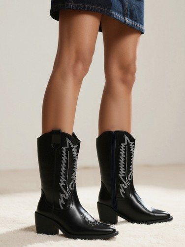 Trendy cowboy boot - cowboy, black