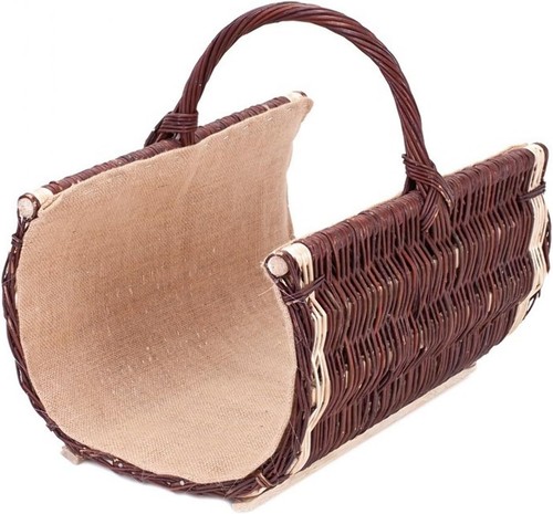 Rustic wicker log basket - basket, with