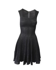 Alaia Textured Fit and Flare Dress in Black Viscose