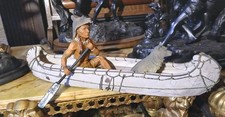 Large  Native American Indian With Dog Canoeing  Figurine Statue Resin