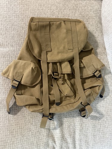 Vintage olive canvas rucksack - vintage,