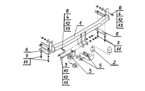 Swan neck tow bar for - tow, vw