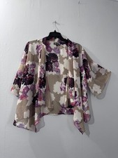 Internacionale Tan/Purple Floral Kimono With A Touch Of Boho Charm Uk 16