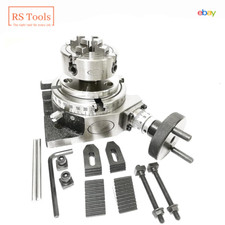 4" inch HV Rotary Table With 4 Jaw  70 mm Chuck Plus Backplate T-nuts + M6 Clamp