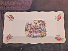 Vintage Washington Pottery Sandwich Tray 28x15 cm – Victorian Lady Scene