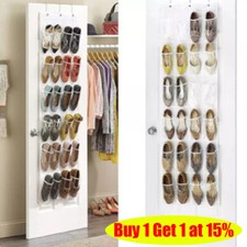 24 Pocket Shoe Holder Organiser Over The Door Hanging Shelf Rack Storage Hook UK