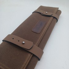 Omega 007 Used Rare Canvas Brown Watch Box Roll Travel Pouch Faux Leather Type