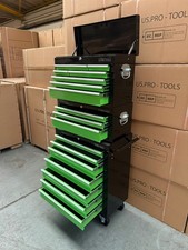 TOOL BOX ROLLER CABINET STEEL CHEST 19 DRAWERS GREEN BLACK - US PRO TOOLS