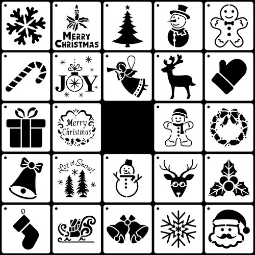 24pcs christmas stencils - christmas,
