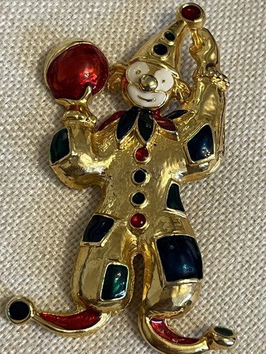Vintage clown brooch gold - vintage,