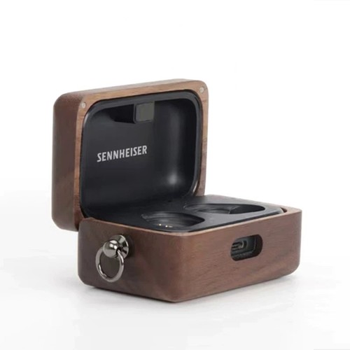 Solid wood case - wood, sennheiser