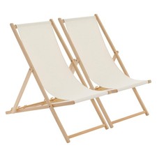 2x Folding Wooden Deck Chairs