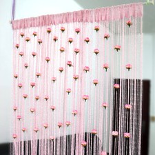 1m*2m String Door Curtain Rose Floral Doorway Room Dividers Window Panel Tassel