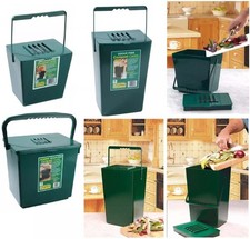 Compost Caddy Odour Free Green Food Waste Bin Lidded Carry Handle Home Kitchen