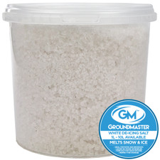 GroundMaster White Rock Salt - De Icing No Mess Grit Tub - Defrost Melt Ice Snow