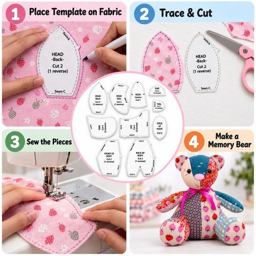 Memory bear template - bear, set
