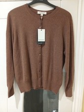 M&S AUTOGRAPH Pure Cashmere Crew Neck Cardigan Size 16 TOFFEE
