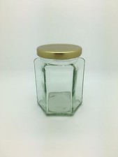 12oz Hexagonal Glass Jam Jars