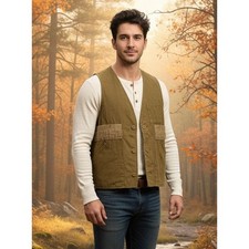 Vtg Bullseye Bill Water Repellent Shooting Vest Men's Size M Tan Fishing Hunting