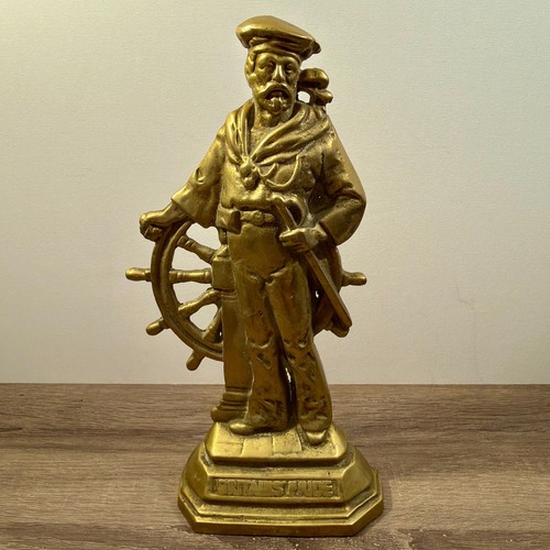 Antique brass sailor doorstop - brass,