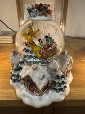 Disney Mickey Pluto Alice Christmas Snow Globe Santa Claus is Coming To Town