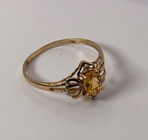 Vintage 9ct gold citrine - gold, ring