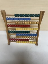 Vintage Ikea Multi Coloured Beaded Wooden Toy Abacus, Counting Frame, Folding 