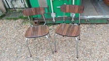 Vintage Formica Kitchen Chairs - Set of 2 Mid Century Modern Brown And Chrome
