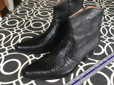 Sancho men's snakeskin effect black ankle boots cowboy size 45