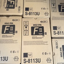 RISO S-8113 Black F II Type Duplicator Ink Box of 2 Bottles of Risograph S8113U