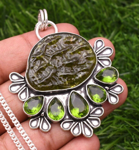 Moldavite pendant 925 sterling - moldavite,
