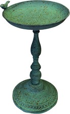 Outdoor Garden Free Standing Weatherproof Pedestal Green Bird Bath Ornament