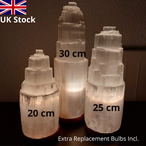 Selenite crystal tower - selenite, lamp