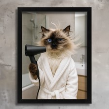 Funny Cat Bathroom Wall Art Print Ragdoll Cat Gift Poster Cloakroom Loo Artwork