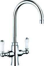 Tenby traditional  dual lever swan neck kitchen mixer tap 3 years warranty WRAS 