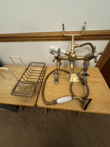 Vintage brass bath shower - brass,