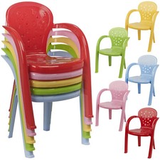 Coloured Plastic Kids Chairs Stackable Nursery Indoor Outdoor Party Garden Play