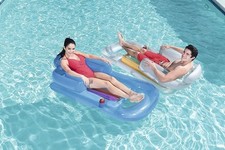 Bestway Designer Inflatable Pool Lounger Lilo with Drink Holder – Silver or Blue