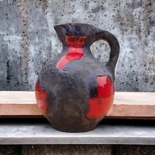 Roth ceramic fat lava vase 4301 red black blue vintage h = 7.48" 19cm mid