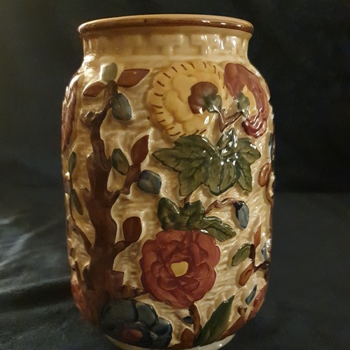 Vintage wood vase indian - h.j,