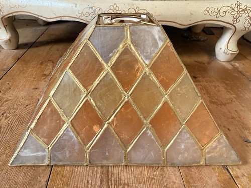 Vintage capiz shell brass - vintage, lamp