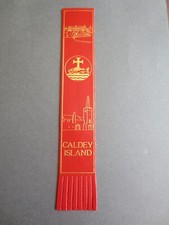 Leather BOOKMARK WALES Caldey Island Abbey Welsh RED 