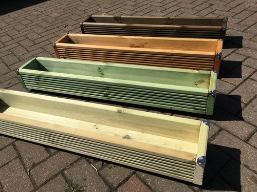 Coloured wooden patio - wooden, planter