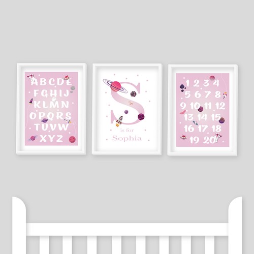 Nursery prints set of 3 - -,